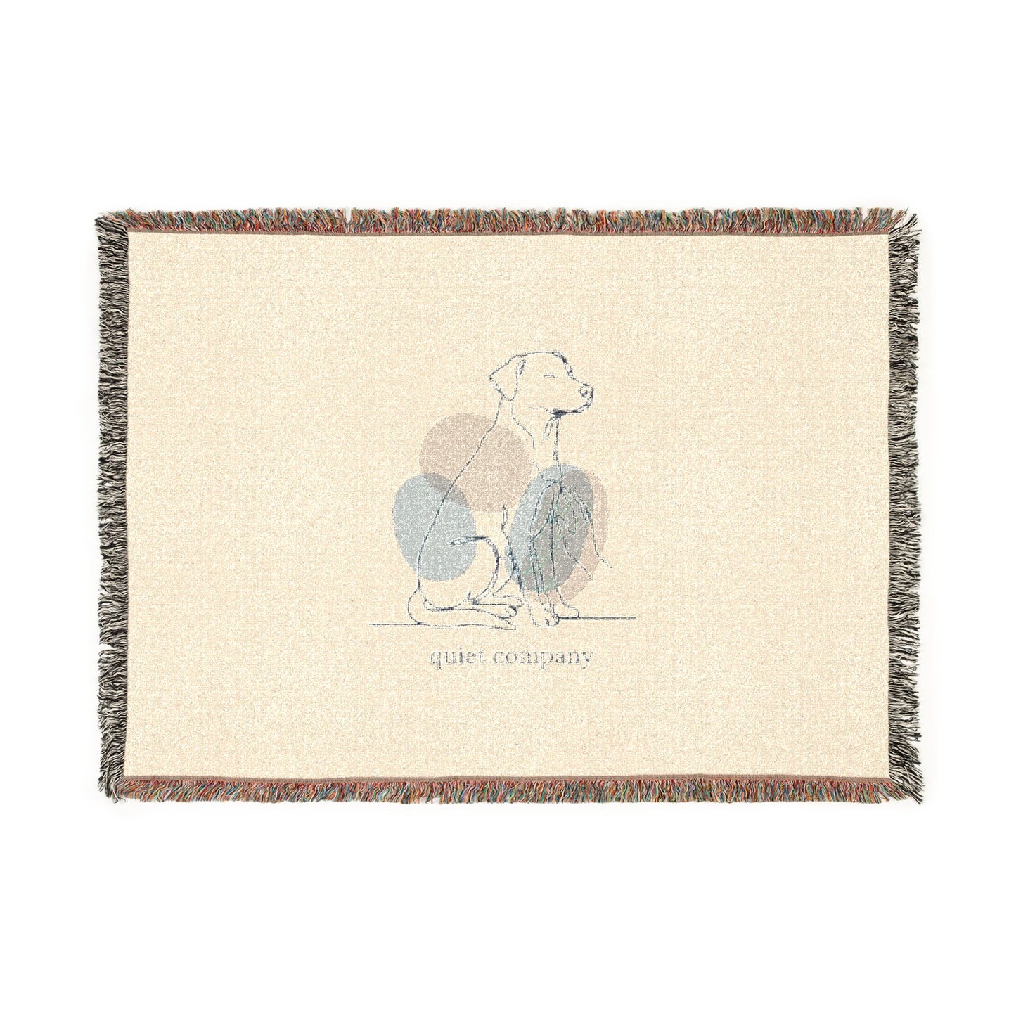 Woven Blanket — Minimalist Dog Illustration Throw Blanket (’quiet company’)