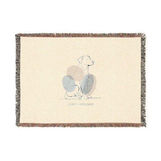 Woven Blanket — Minimalist Dog Illustration Throw Blanket (’quiet company’)