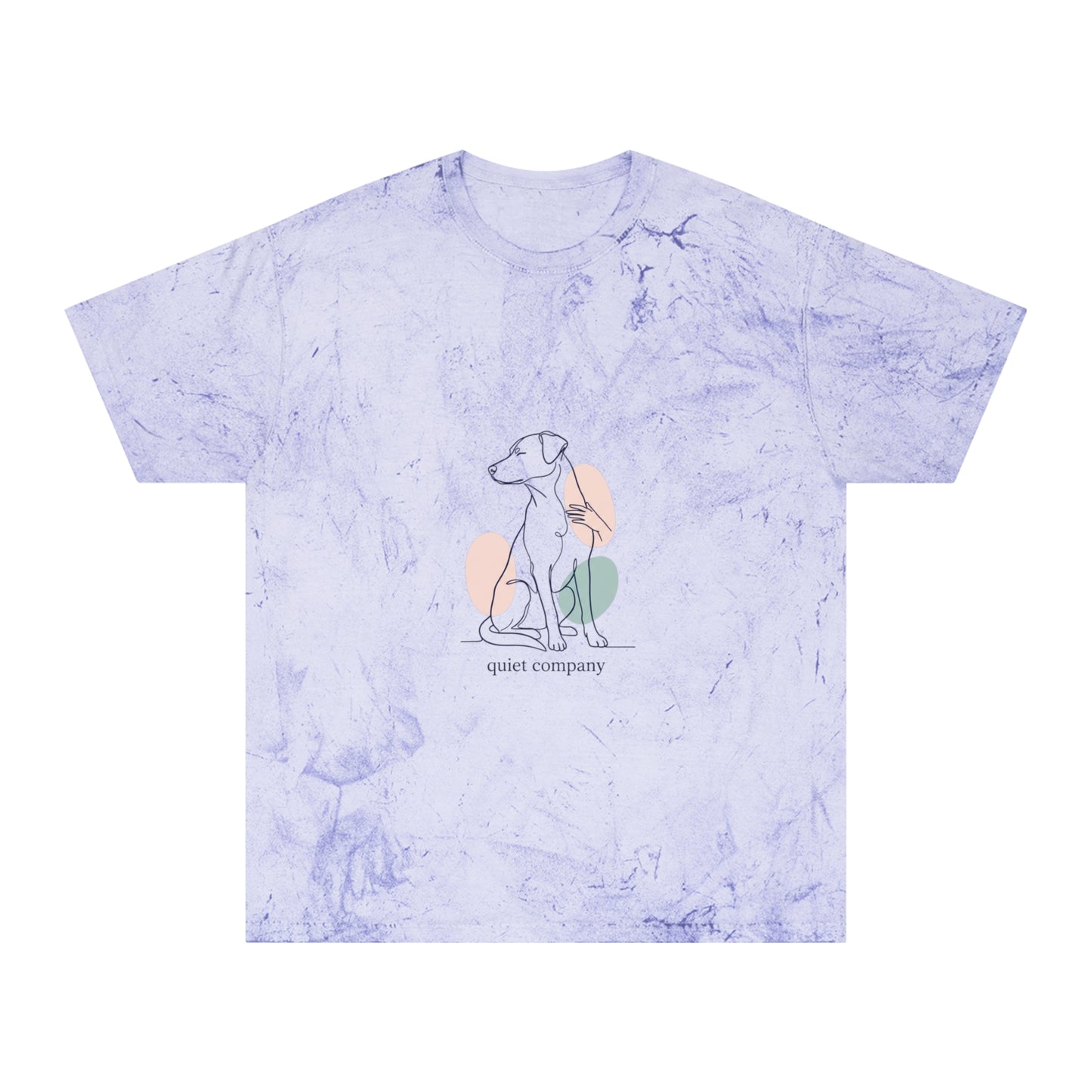 Tie-Dye Dog Graphic T-Shirt — "Quiet Company" Pastel Art Tee