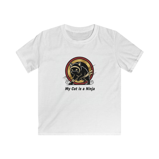 Kids Tee - "My Cat is a Ninja" Cute Ninja Cat Graphic Shirt