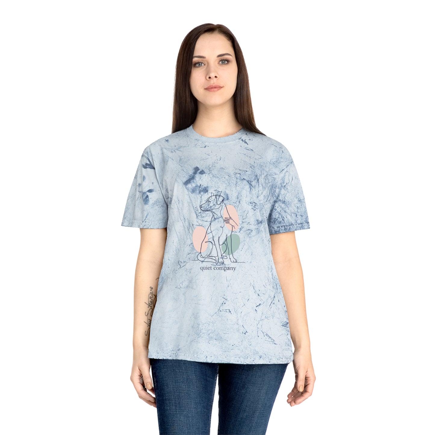 Tie-Dye Dog Graphic T-Shirt — "Quiet Company" Pastel Art Tee