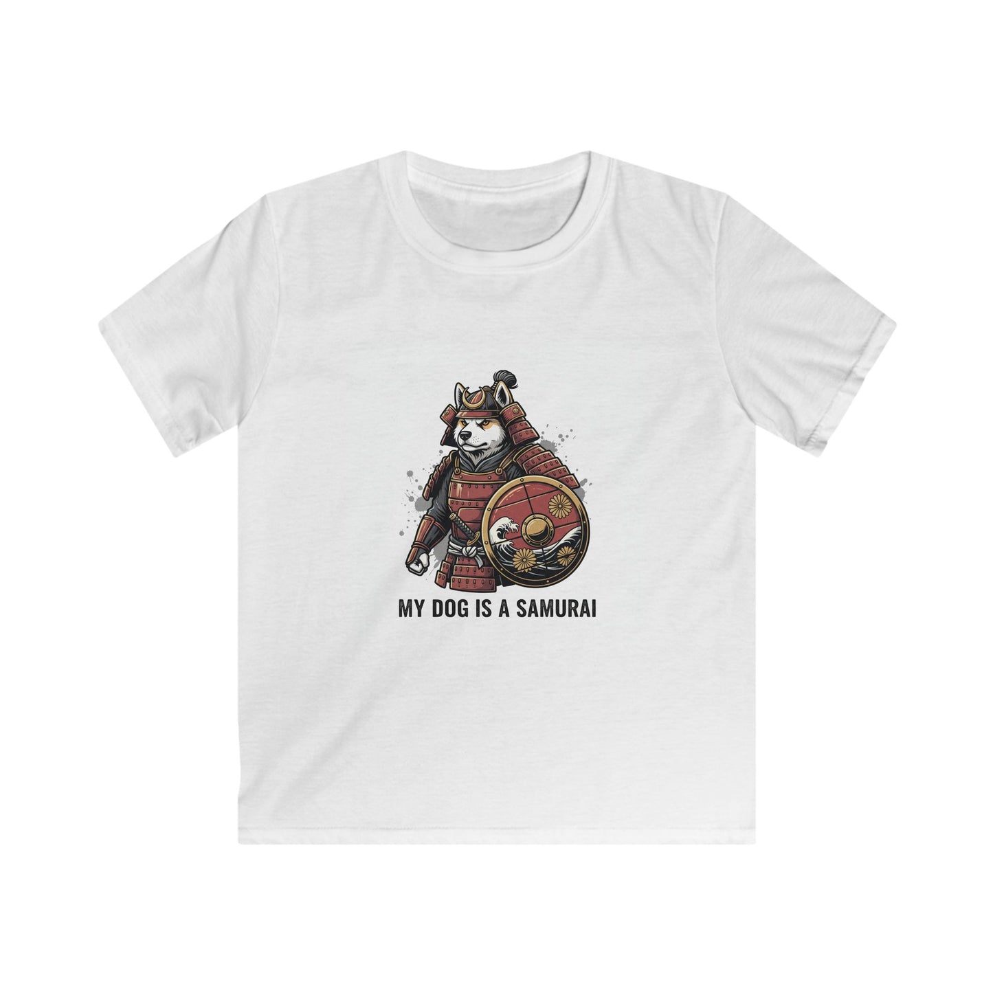 Kids Tee — "My Dog Is a Samurai" Cute Shiba Inu Armor T‑Shirt
