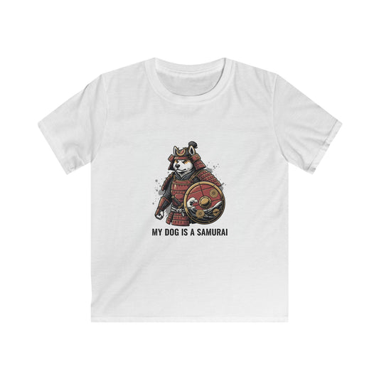 Kids Tee — "My Dog Is a Samurai" Cute Shiba Inu Armor T‑Shirt