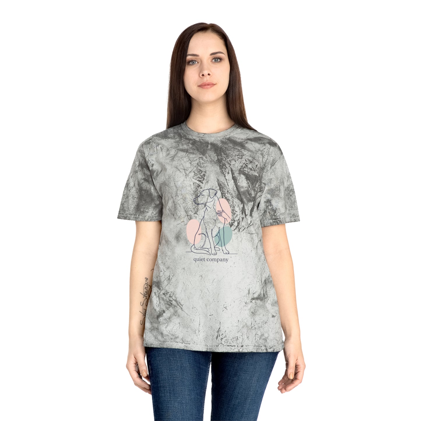 Tie-Dye Dog Graphic T-Shirt — "Quiet Company" Pastel Art Tee