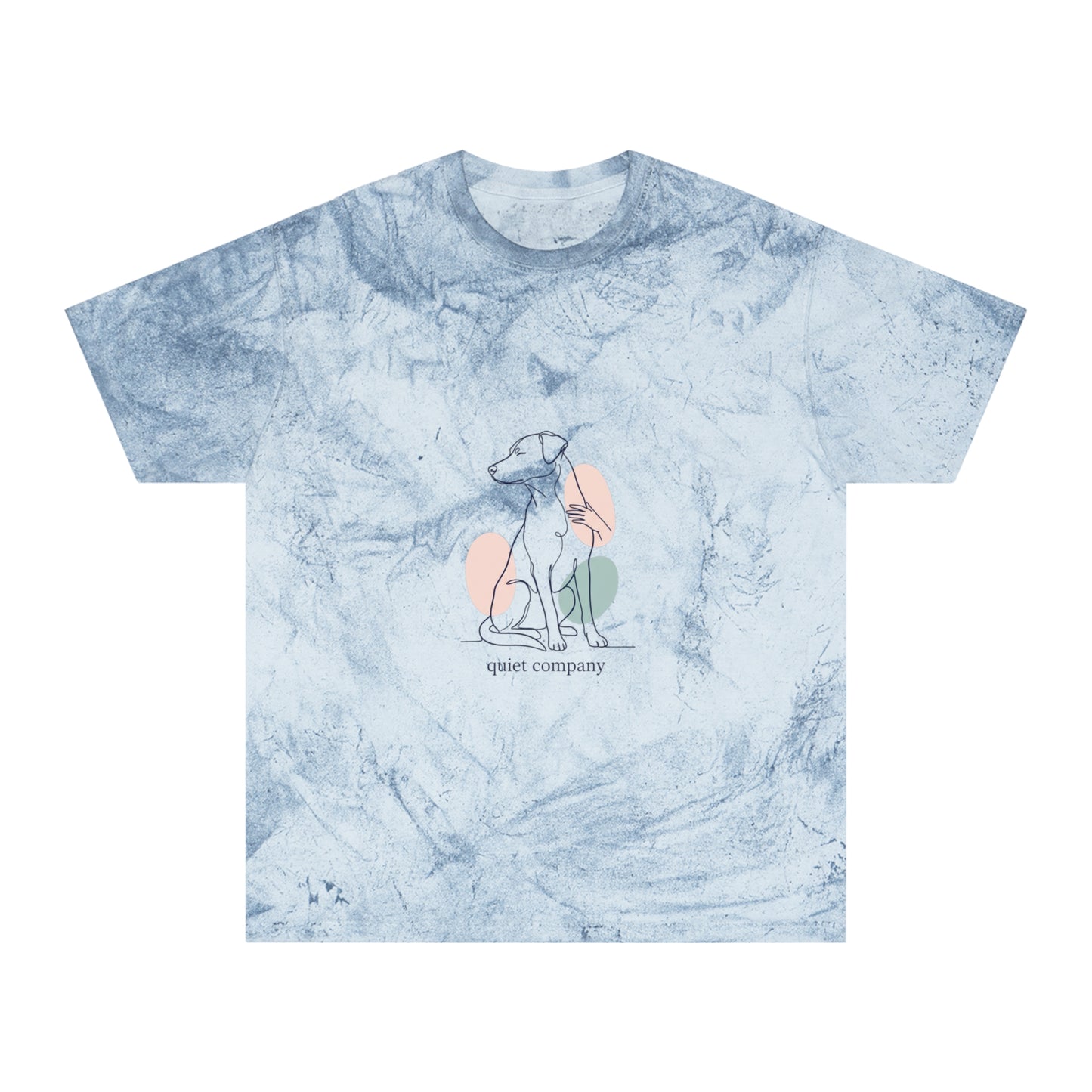 Tie-Dye Dog Graphic T-Shirt — "Quiet Company" Pastel Art Tee
