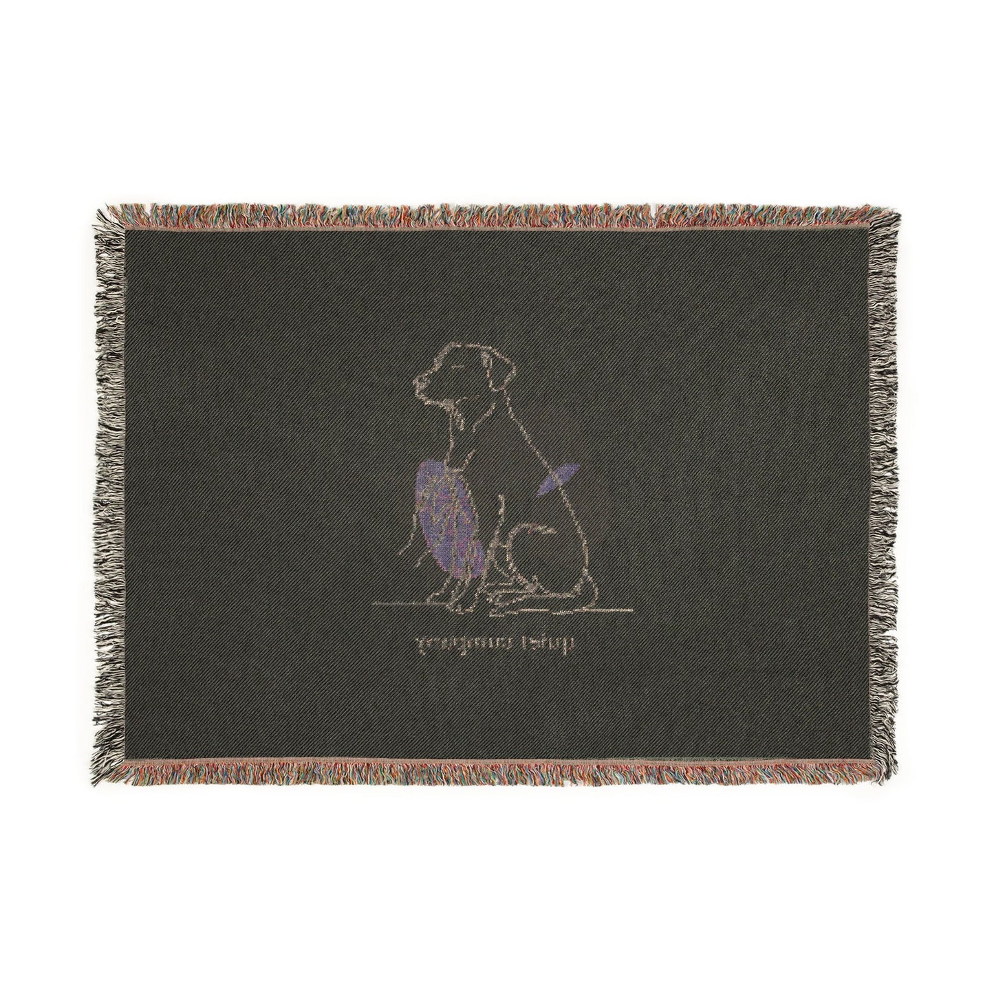 Woven Blanket — Minimalist Dog Illustration Throw Blanket (’quiet company’)