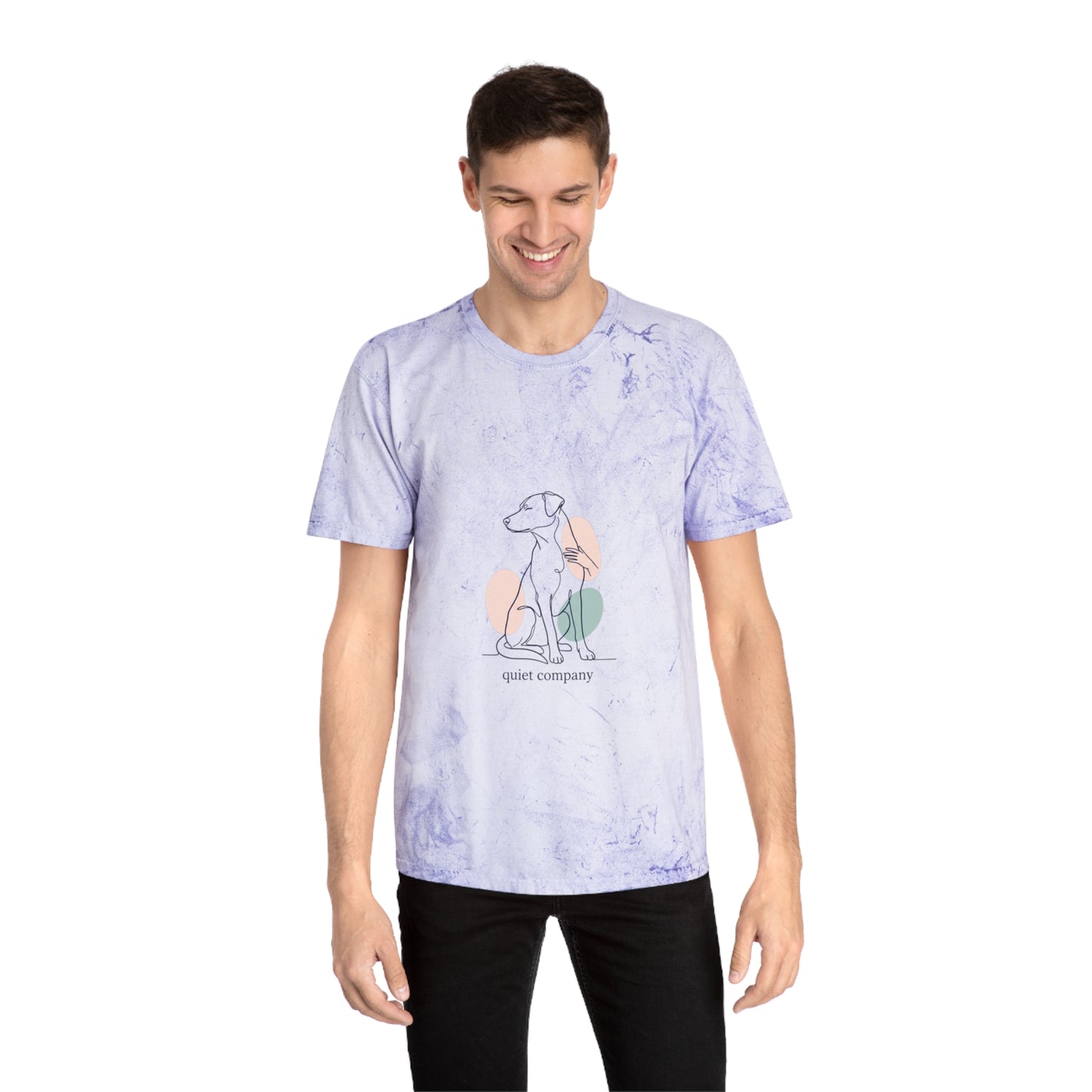 Tie-Dye Dog Graphic T-Shirt — "Quiet Company" Pastel Art Tee
