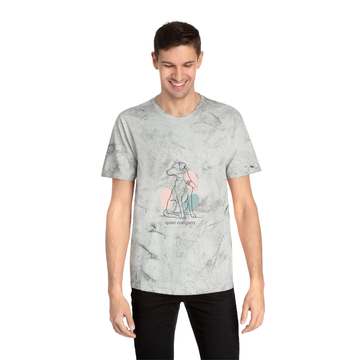 Tie-Dye Dog Graphic T-Shirt — "Quiet Company" Pastel Art Tee